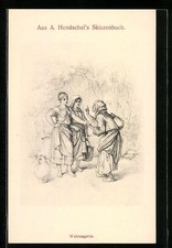 Künstler-AK Albert Hendschel: Skizzenbuch, Wahrsagerin 