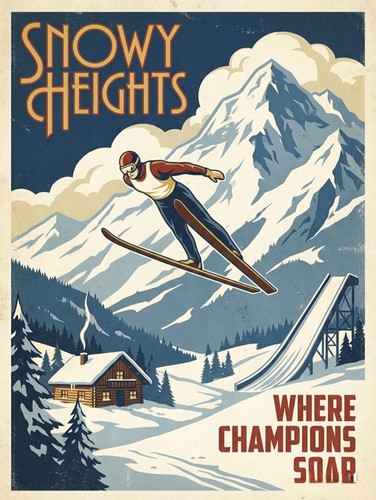 Vintage skispringen alpen - skispringen,