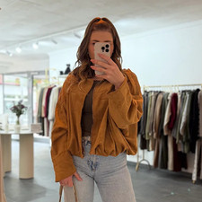 Blogger Jacke Damen, Virale Bloggerjacke Lisa braun Gr M-L Faux Wildleder Frau