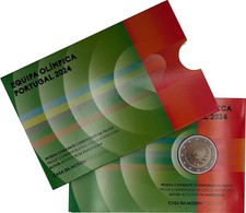 Portugal 2024 2 Euro Olympische Spiele Paris PP Polierte Platte Oly Team Farbe