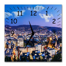 BM Wanduhr 30 cm x 30 cm  leises Uhrwerk Funkuhrwerk Skyline Stuttgart 9397-1 SZ