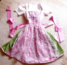 Festtags Hochzeits Balkonette Dirndl Gamsbock 3 tlg. Tracht  GR 32 rose grün