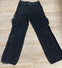 KENVELO Cargo Jeans Nieten große Taschen Hose Knopf Schwarz Gr.L-XL 