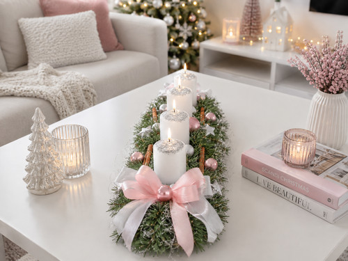 Excl adventskranz rosa weiß - excl.,