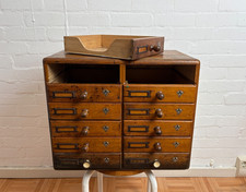 Antik Apothekerschrank Werkzeugschrank Holz Schubladenschrank Industrial Kommode