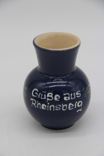 kleine Keramikvase Grüße aus Rheinsberg Keramik Handarbeit Blumenvase blau