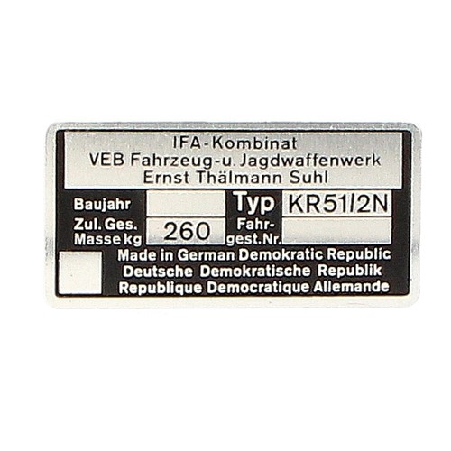 Typenschild blanko für simson - typenschild,