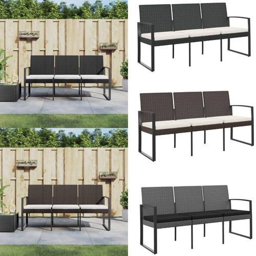 Gartenbank sitzer mit kissen - 3-sitzer,