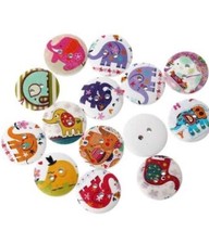 20 verschiedene Elefantenknöpfe. Holz mit Lackierung. 20mm.