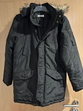 Jungen Winterjacke Gr. 152 Parka Schwarz H&M Anorak Kapuze