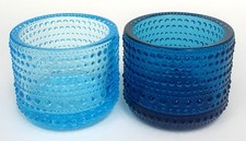 iittala 2er Set Kastehelmi Teelichthalter Glas blau Design Oiva Toikka 1964 Top!