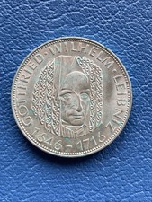 5 DM Münze Silber 1966 D Gottfried Wilhelm Leibniz 