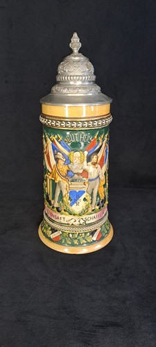Alter bierkrug mit zinndeckel - mit,