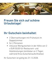 Connex 2 Nächte Frühstück 2 Personen + 100 Euro Hotelgutschein