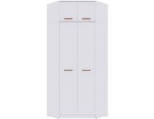 Hoher Eckschrank Grant G8/15N, mit Kleiderbügel, weiß, für ein Schlafzimmer,