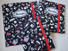DIN A 5  + A4 Ringbuch Rezeptbuch + Buchhülle "KOCHEN"  bestickt personalisiert