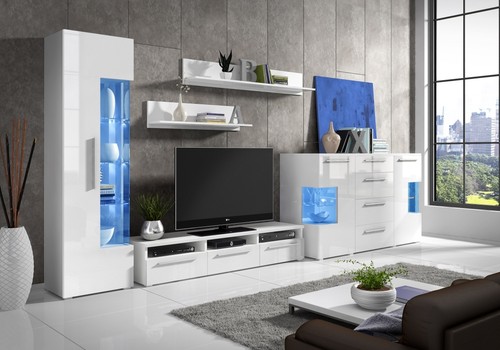 Moderne wohnwand hochglanz - wohnwand,