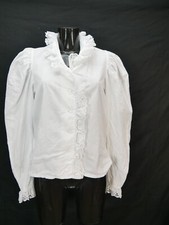 Gr.36 Trachtenbluse weiß Bluse für Dirndl Chiemseer Baumwolle mit Spitze TB9010
