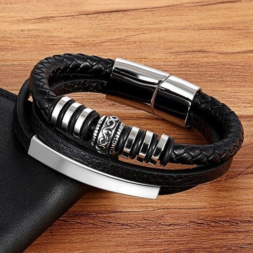 Armband herren leder edelstahl - herren,