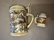 Großer & kleiner Bierkrug - Bierseidel  - Kössinger mit Zinndeckel & BMF