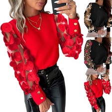 Damen Blumen Langarm Shirt