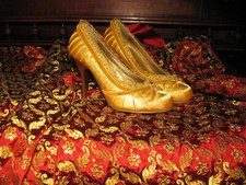 ?barock cindarella Pumps gold samt satin vintage Dirndl Lolita gothic 35 36 ?*