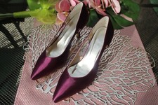 Damen Brautschuhe Ballschuhe Party Pumps Brombeer  40 Satin