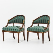 Empire Biedermeier Sessel Mahagoni Bronze Figuren 2 Stück um 1900