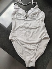 Esprit* moderner weißer Badeanzug  Front mit Rüsche*Größe M