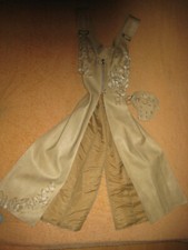 VINTAGE Kunstleder EINZELANFERTIGUNG für Fashion Show beige Corsage geschlitzt