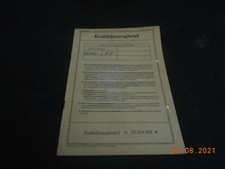 KFZ-Brief Pappe Kraftfahrzeugbrief Auto Union Audi N von 1969 mit Schiebedach