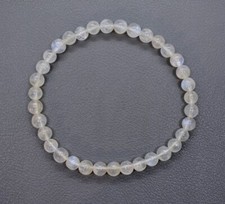 +Natur+ WEISSER MONDSTEIN Edelstein-Kugel-Armband Ø 5 mm/19 cm -AA-Qualität-NEU-
