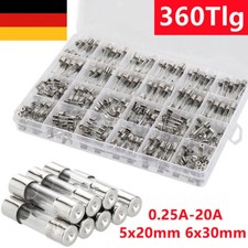 360x Glassicherung Feinsicherungen Sortiment Glas Sicherung 5x20mm 6x30mm