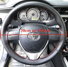 LEDERBEZUG LENKRADBEZUG 1A QUALITÄT 38cm KOMPLETT NADEL,ROTEM GARN SELBSTBEZIEHE