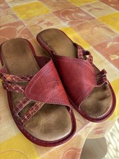 ⭐Italien Bequeme rote Leder Pantoletten Sandalen Damen Gr. 38⭐