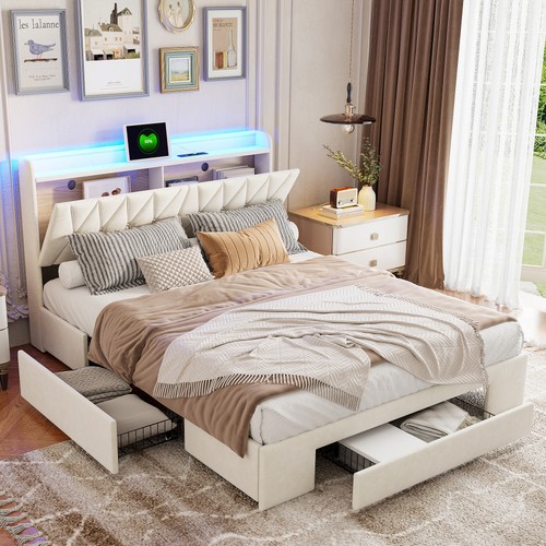 Polsterbett 140x200cm mit led - polsterbett,