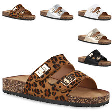 Damen Pantoletten Sandalen Bequeme Korkoptik Schuhe 841655 Trendy Neu