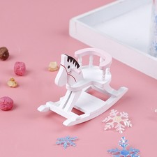 1:12 Puppenhaus Miniatur Weiß Holz Schaukelpferd Stuhl Möbel Spielzeha _wa