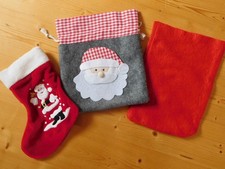 Weihnachtssäckchen Nikolausstiefel Samt rot 3 Stk. zum Befüllen Geschenktaschen