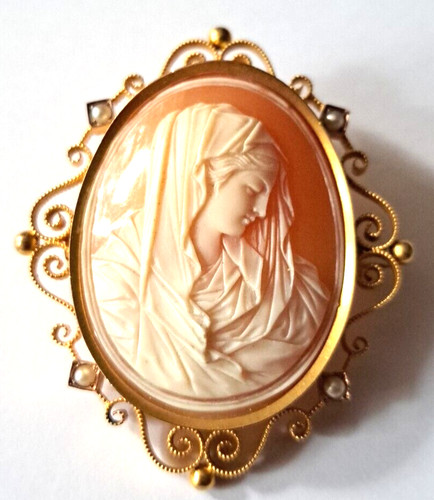 Brosche kamee karat - brosche, gold