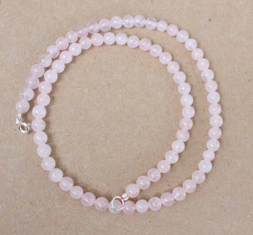 Rosenquarz edelstein kette 6 - , kette,6