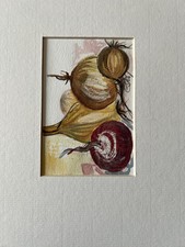 Aquarellgemälde Zwiebel Rote
