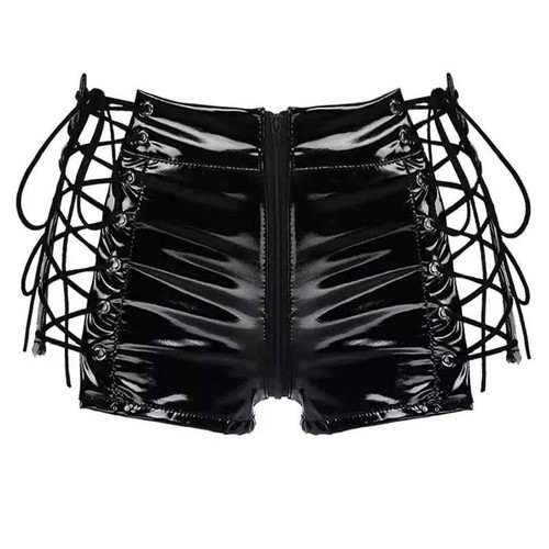 Damen faux lackleder shorts - damen,