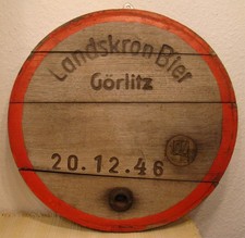 antiker Bierfassdeckel der Landskron Brauerei Görlitz mit Zinneinlage 100 Liter