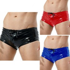 Herren Wetlook Badeshorts Badehose Boxershorts Lackleder Shorts Briefs Trunks
