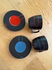 Set Ikea Sorla Jumbotassen | Kaffeetassen | Untertassen blau Rot /schwarz Record