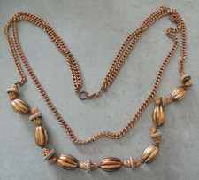 Coole Kette Schmuck rose-goldfarbend 2-reihig Karabinerverschluss lang Nr. 3056