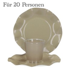 40-teiliges Set Einweggeschirr Taupe für 20 Personen | Restposten A-661