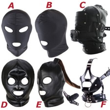 PU Leder Kopfmaske Bondage Fetisch Kopfhaube Maske Sklave Fesseln Schwarz BDSM
