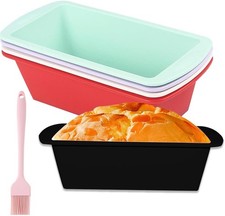 Kastenbackform Set 5 Stück Silikon 19.5x9.5x5.5 cm mit Pinsel Antihaft